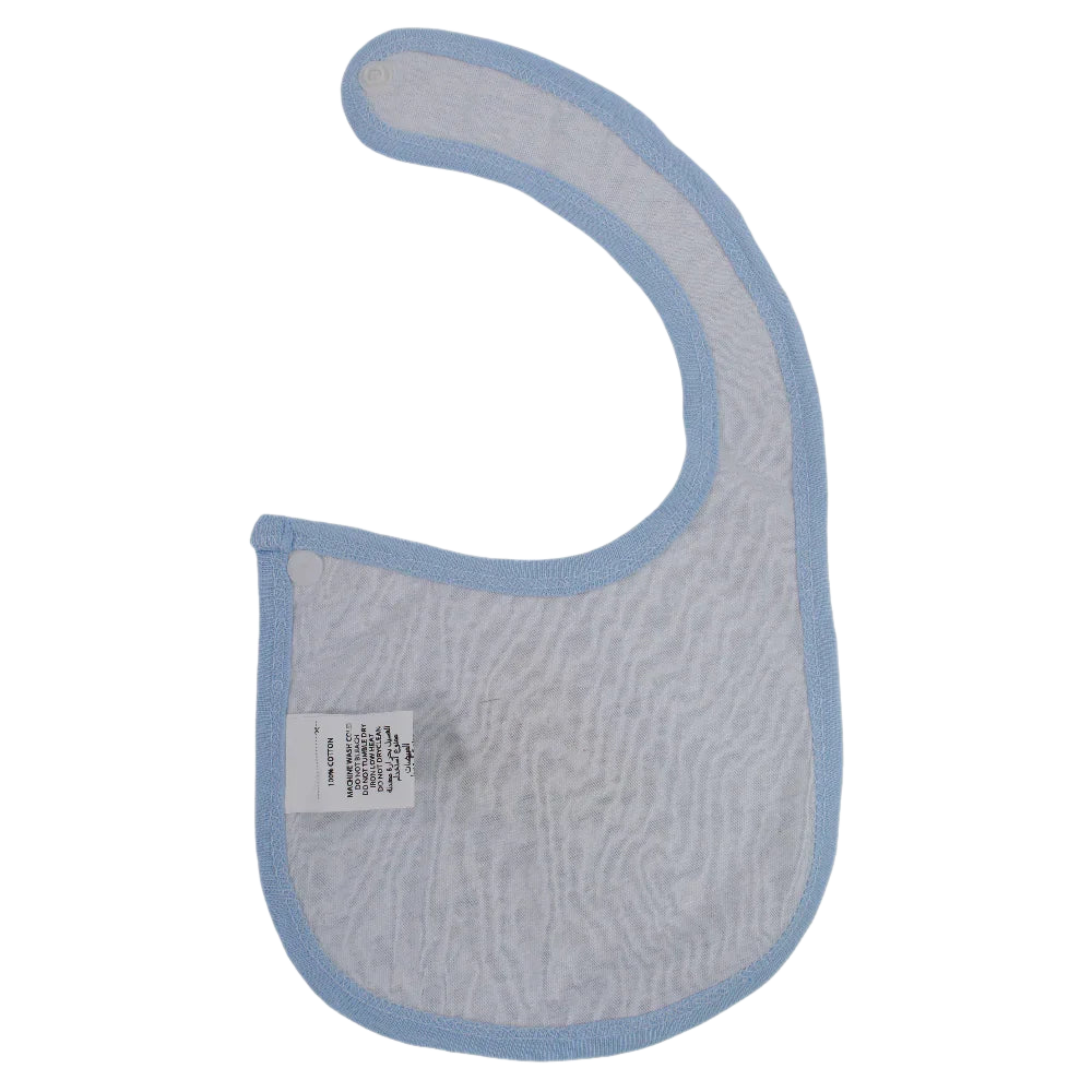 Baby Cotton Bib – Light Blue with "Beach Days" Design