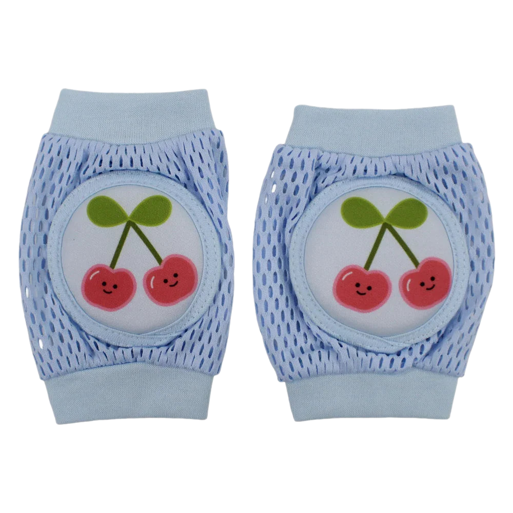 Baby Knee Mesh Pads – Light Blue with Cherry Design