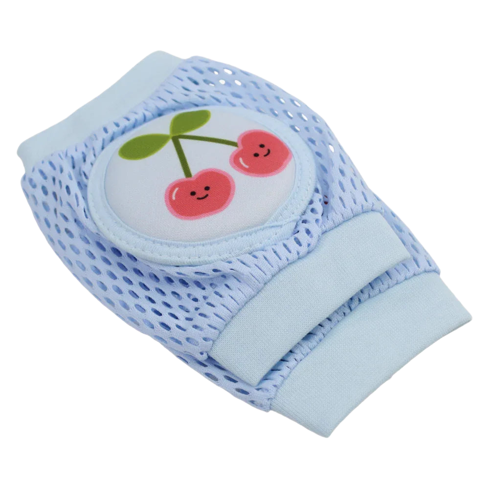 Baby Knee Mesh Pads – Light Blue with Cherry Design