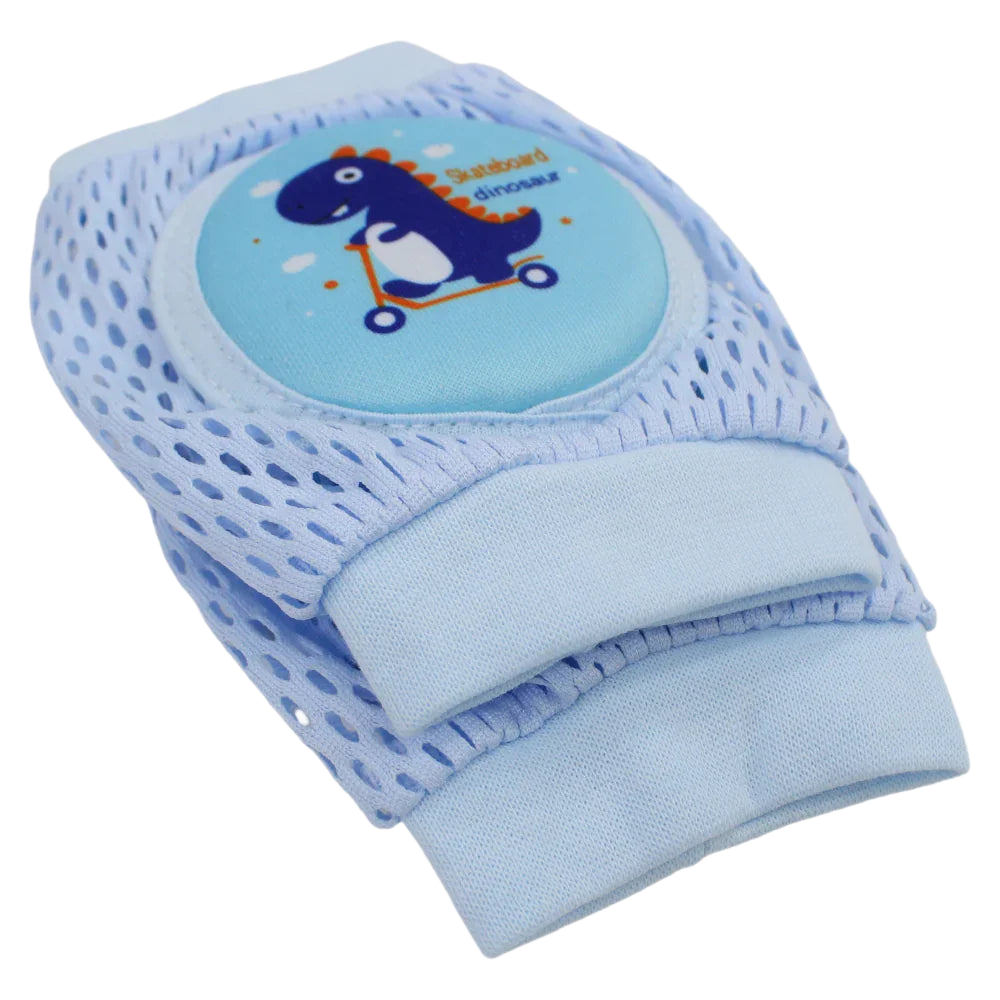 Baby Knee Mesh Pads – Light Blue with Dinosaur Design