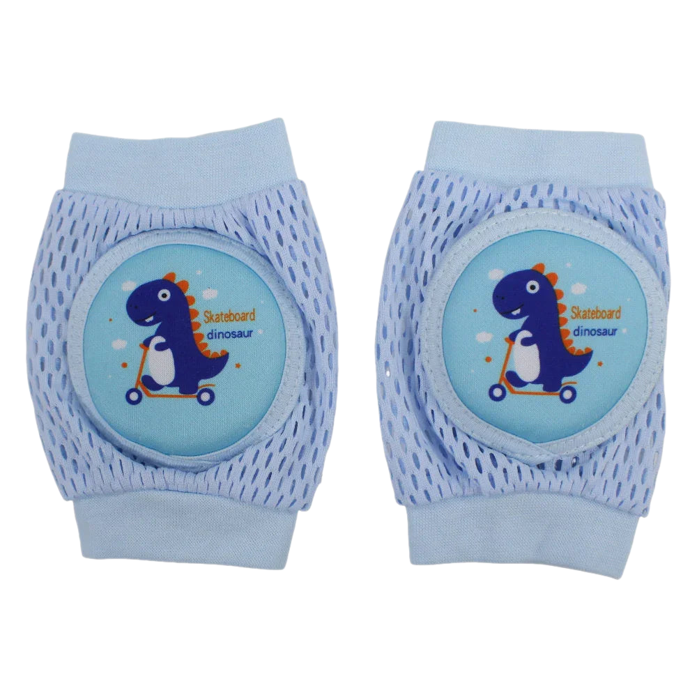 Baby Knee Mesh Pads – Light Blue with Dinosaur Design
