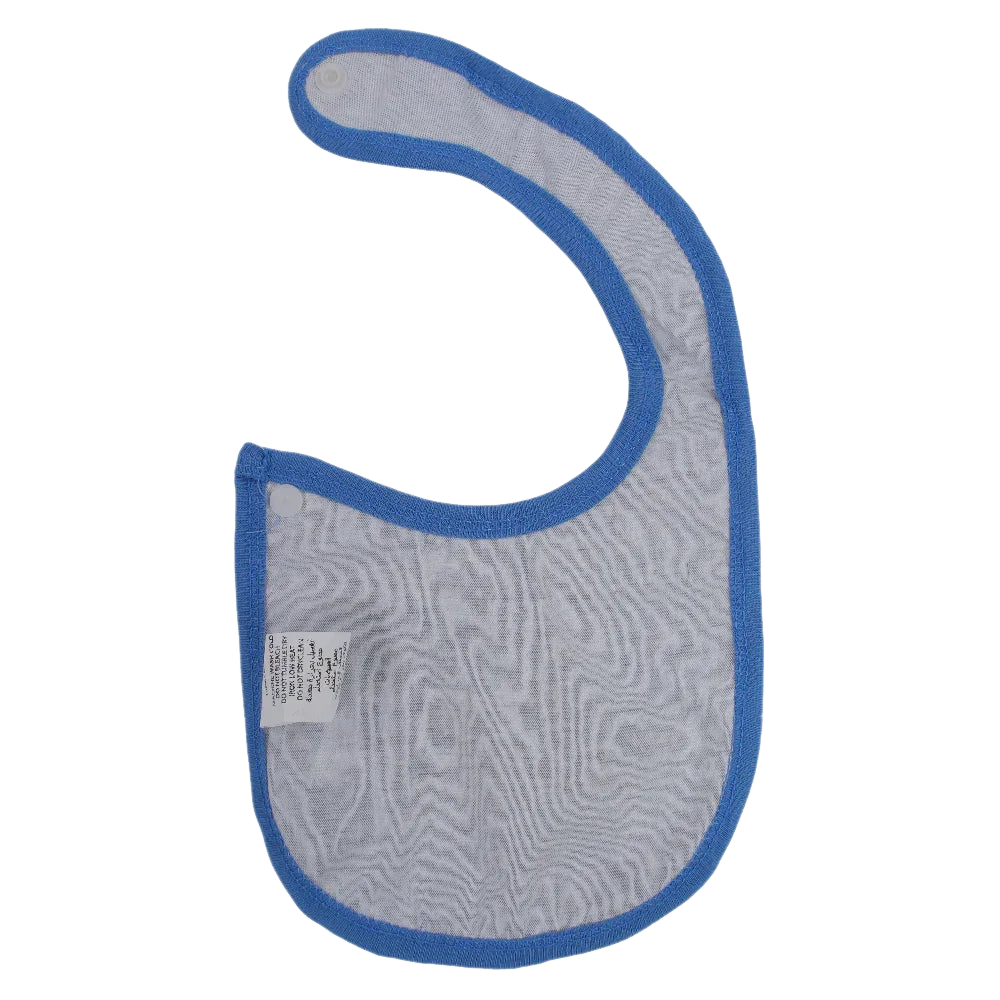 Baby Cotton Bib – Blue with Barbie Design