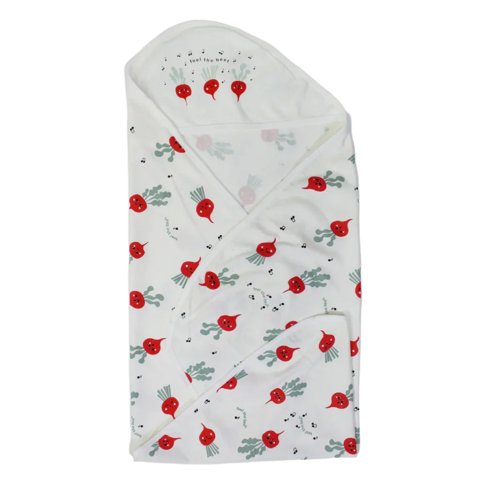Baby Blanket – Off White with Feel the Beet Design - Baby Essentials - Berceau