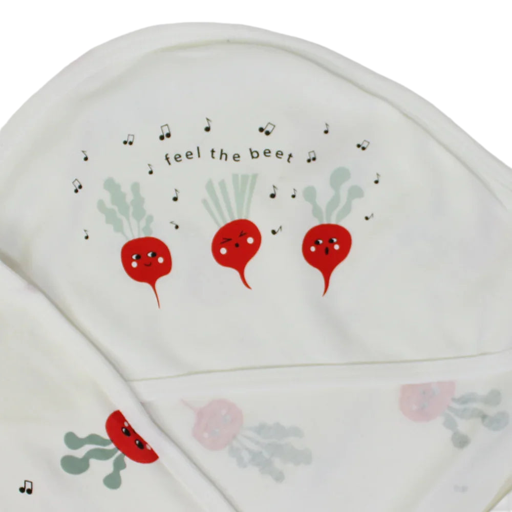 Baby Blanket – Off White with Feel the Beet Design