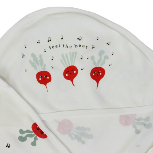 Baby Blanket – Off White with Feel the Beet Design