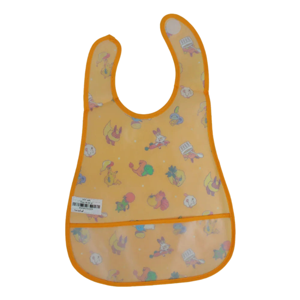 Baby Bib – Orange with Cute Animals Design
