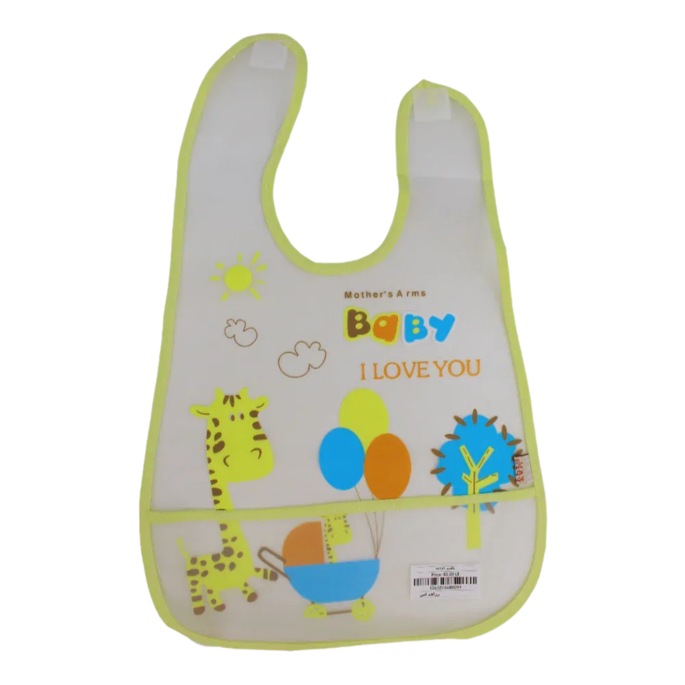 Baby Bib – White with Cute Giraffe Design