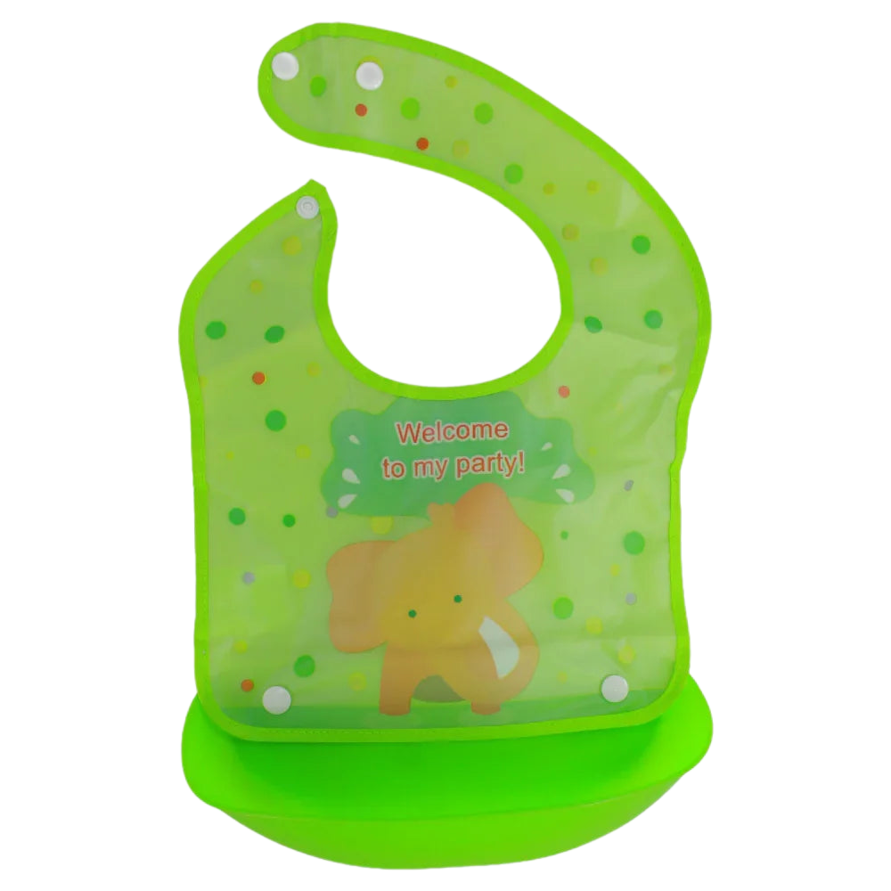 Baby Bib – Green with Cute Elephant Design