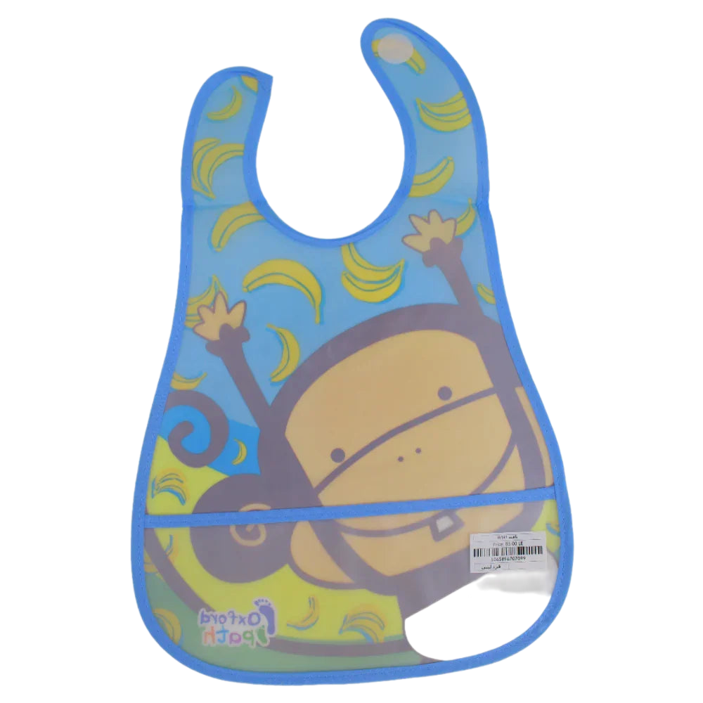 Baby Bib – Blue with Cute Monkey Design