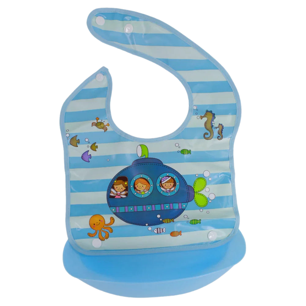 Baby Bib – Blue with Submarine Design