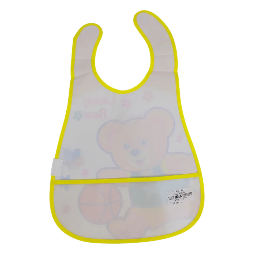 Baby Bib – Yellow with Basketball Bear Design