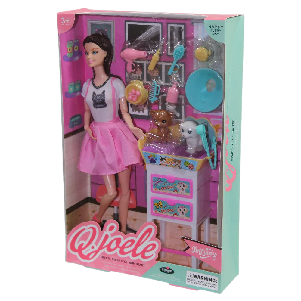Q.Joele Real Body Articulated Doll Pet Bath Set