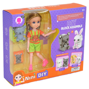 Nini Doll with Construction Toy – DIY Playset with a Little Dog & Rabbit