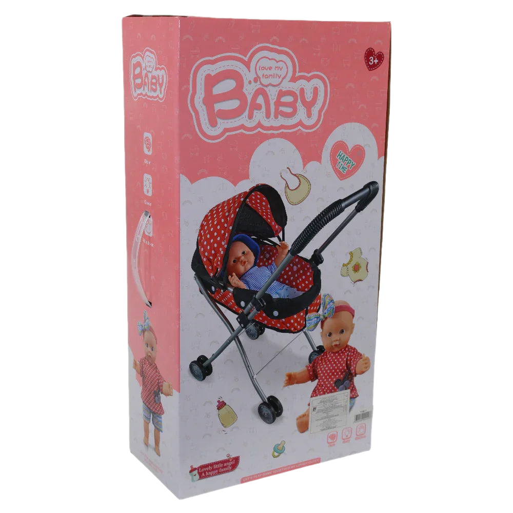 Lovely Doll with Stroller – Blue Outfit