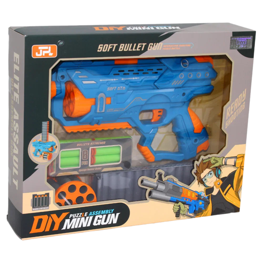 Puzzle Assembly Soft Bullet Gun – Safe & Fun Toy for Kids (Blue)