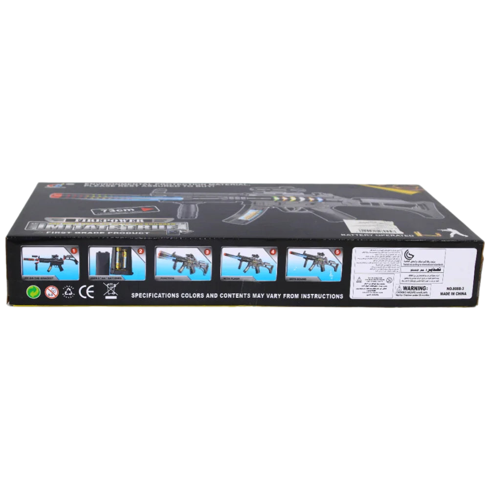 Light-Up Combat Machine Rifle – Battery-Operated Toy Gun with Sound & Rapid Fire Action