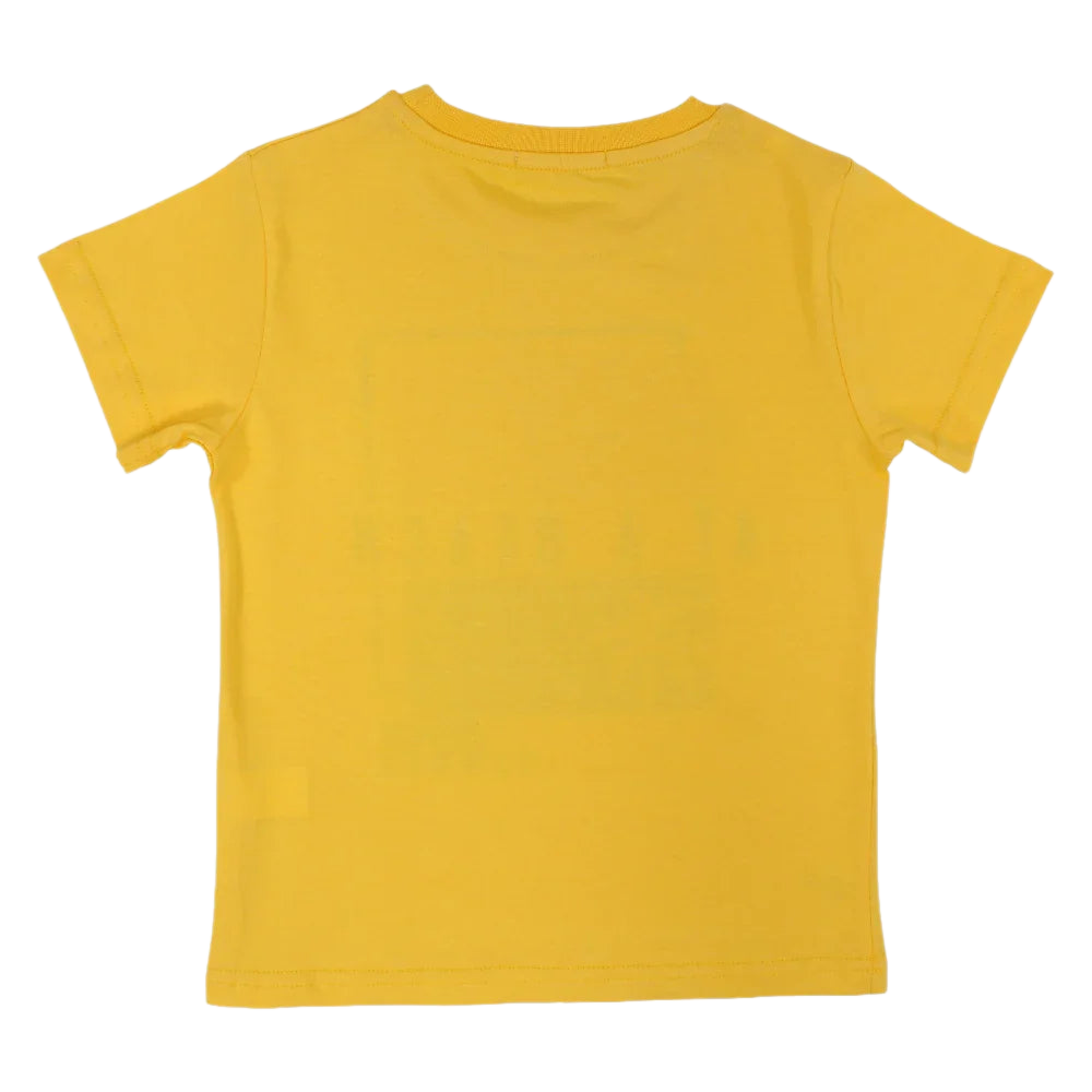 Boys Cotton T-Shirt – Yellow with "At a Beach" Design