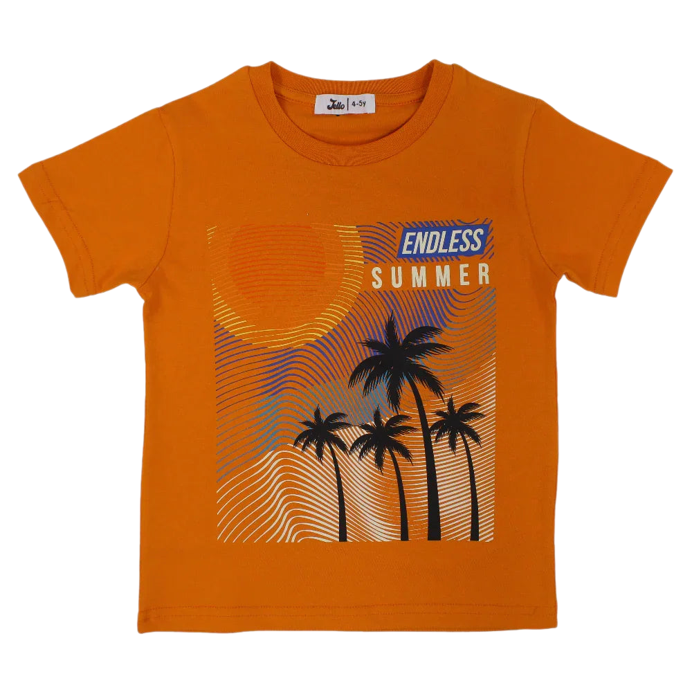 Boys Cotton T-Shirt – Orange with Endless Summer Design
