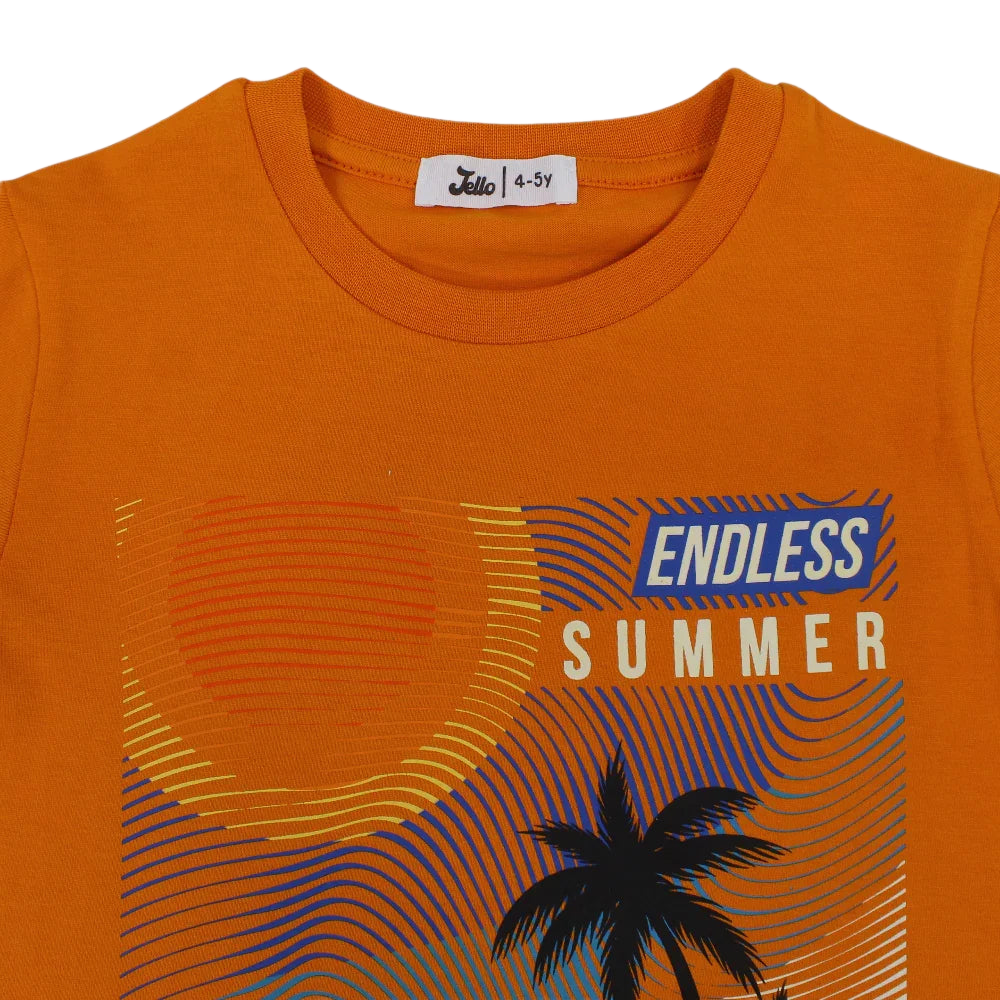 Boys Cotton T-Shirt – Orange with Endless Summer Design