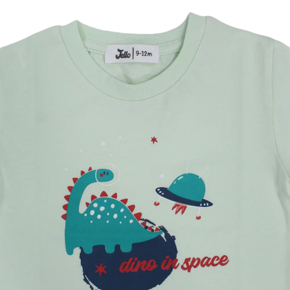 Baby Boys Short-Sleeved T-Shirt – Mint Dino in Space