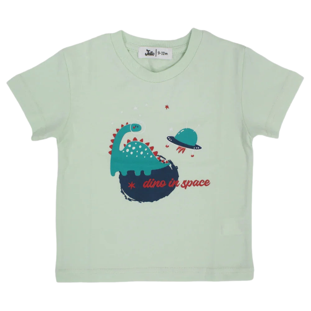 Baby Boys Short-Sleeved T-Shirt – Mint Dino in Space - Clothing - Jello