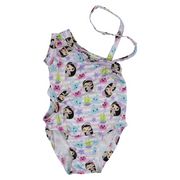 Baby Girls Swimsuit - White with Cute Mermaids Print