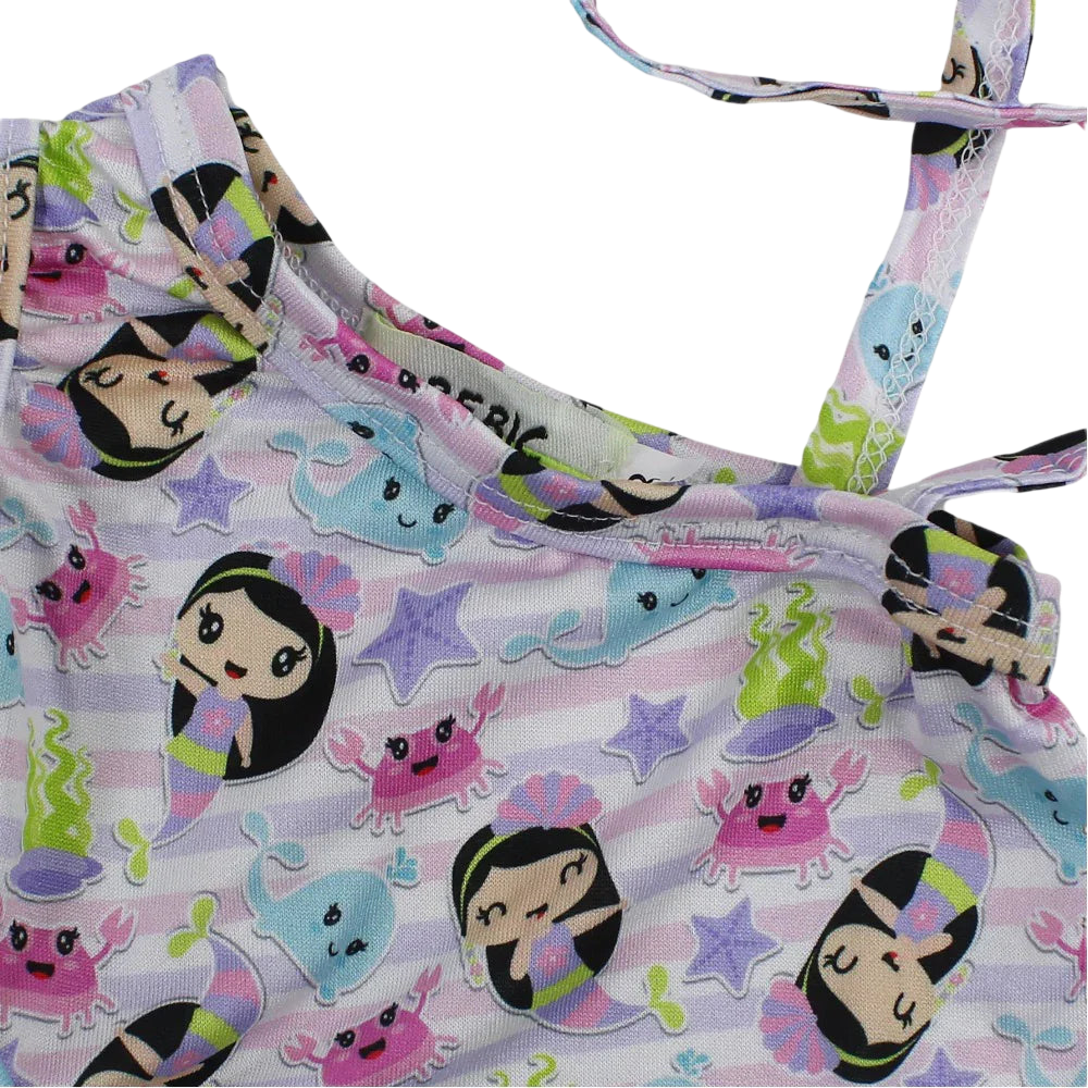 Baby Girls Swimsuit - White with Cute Mermaids Print