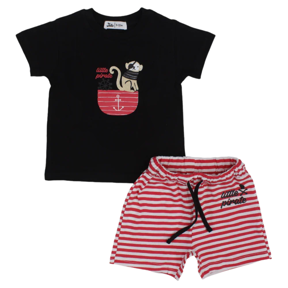Baby Boys 2-Piece Outfit Set – Little Pirate (Black)