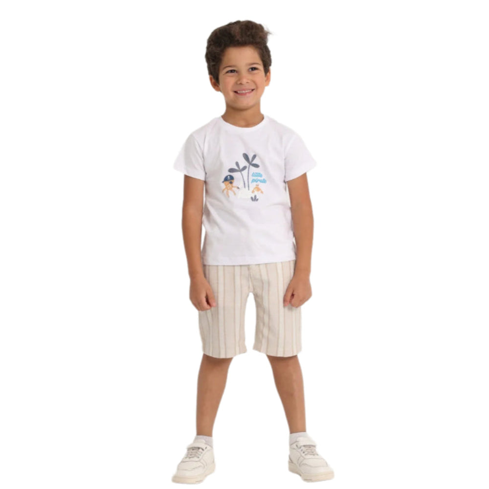 Baby Boys T-Shirt – Little Pirate (White)