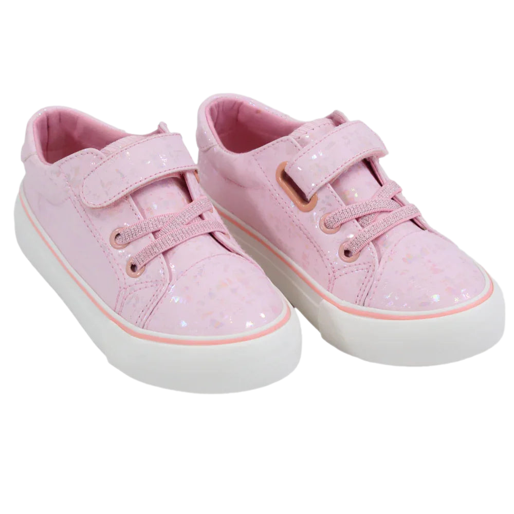 Girls Leather Sneakers – Shiny Pink