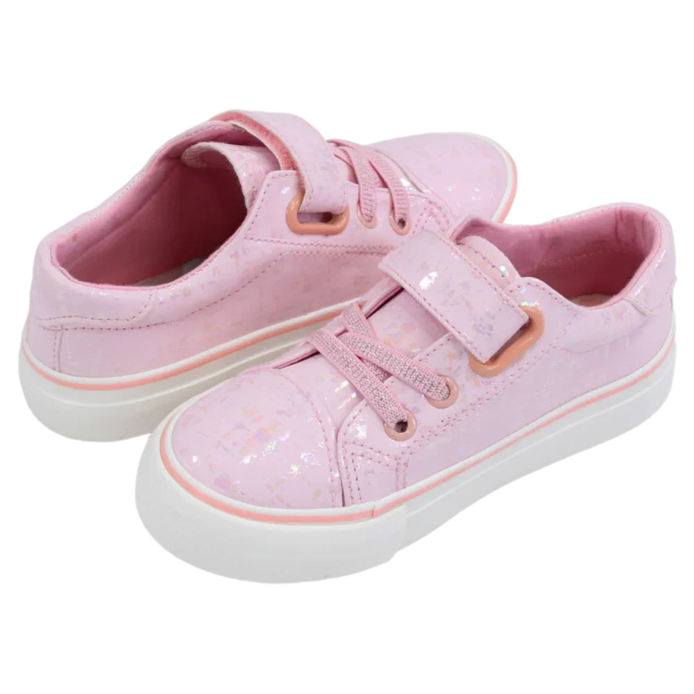 Girls Leather Sneakers – Shiny Pink