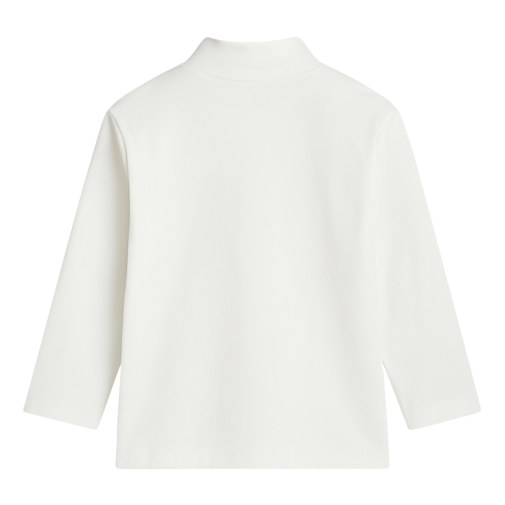 Offwhite Long-Sleeved Plain Half Collar T-Shirt