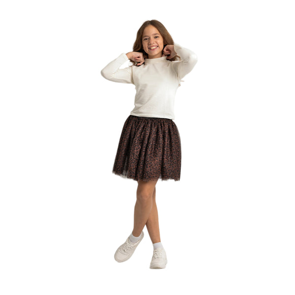 Printed Ruffled Tulle Skirt
