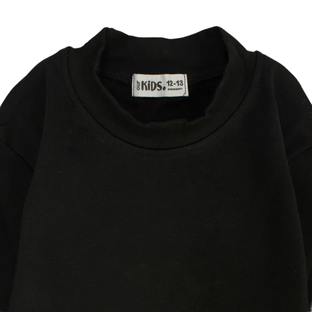 Black Long-Sleeved Plain Half Collar Undershirt