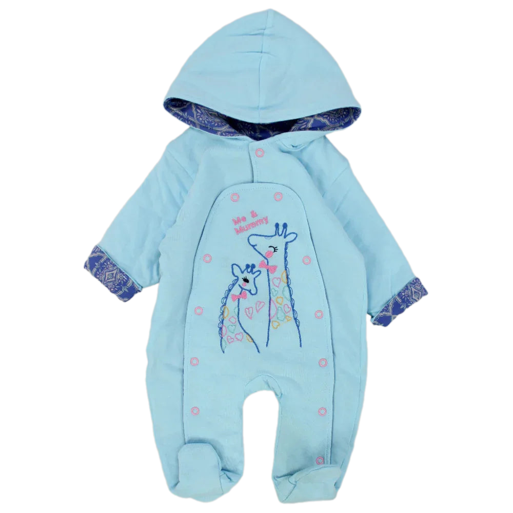 Cute Giraffes Long-Sleeved Hooded Baby Footie
