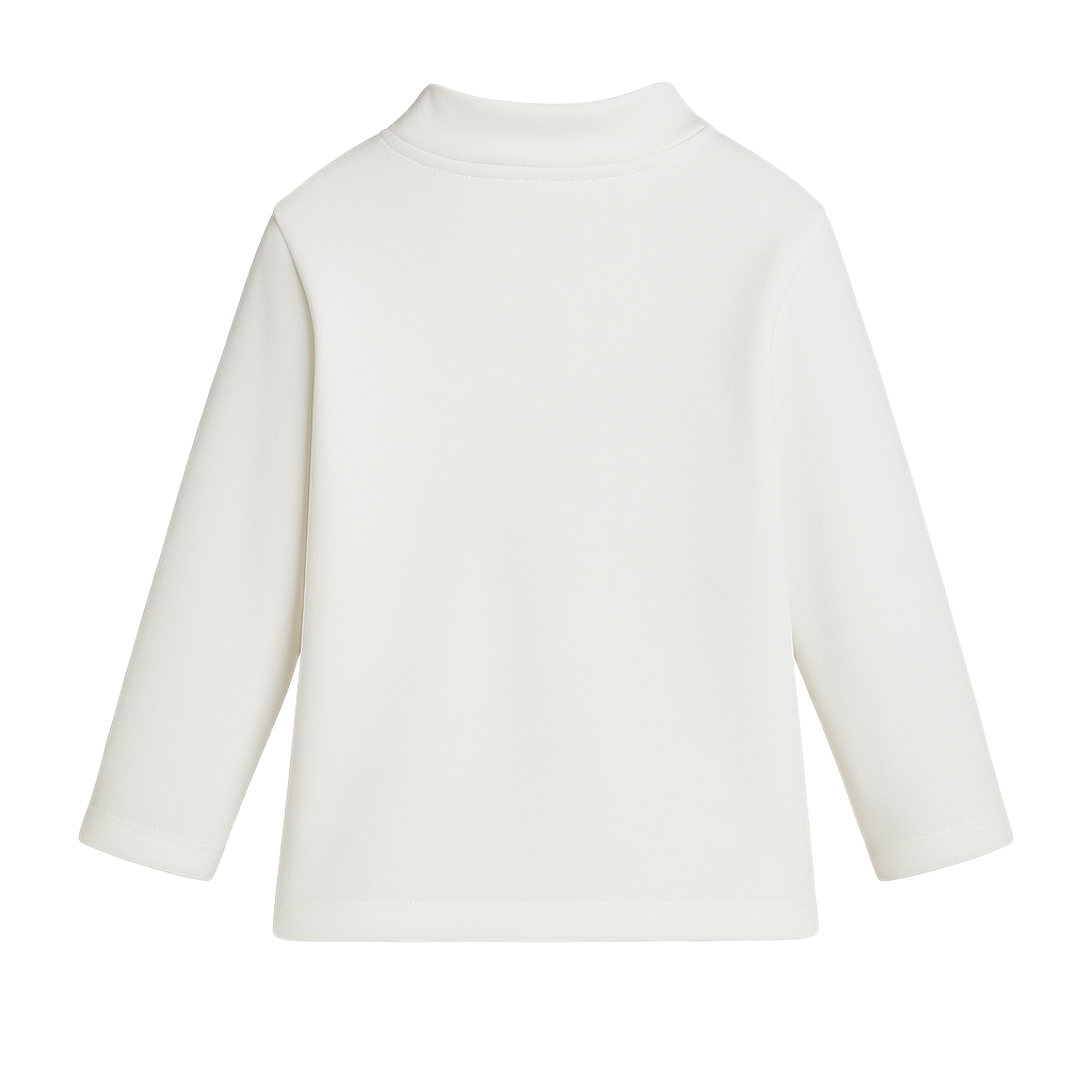 Unisex Plain White Long-Sleeved Half-Collar T-Shirt