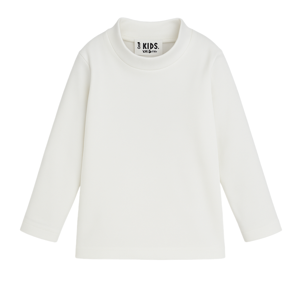 Unisex Plain White Long-Sleeved Half-Collar T-Shirt - Clothing - Ourkids