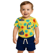 Baby Boys Cotton Pajama – Yellow with Fun Print