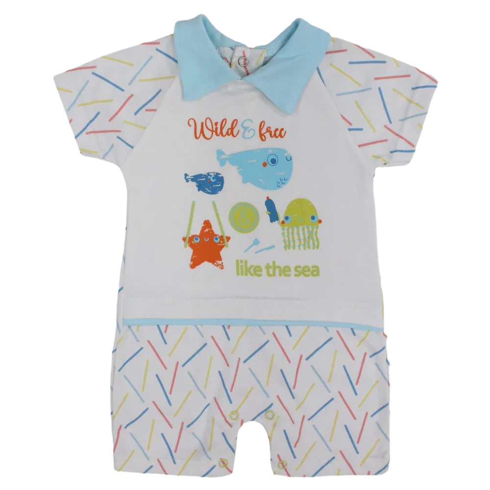 Baby Boys Cotton Romper – Like The Sea Print - Clothing - Berceau