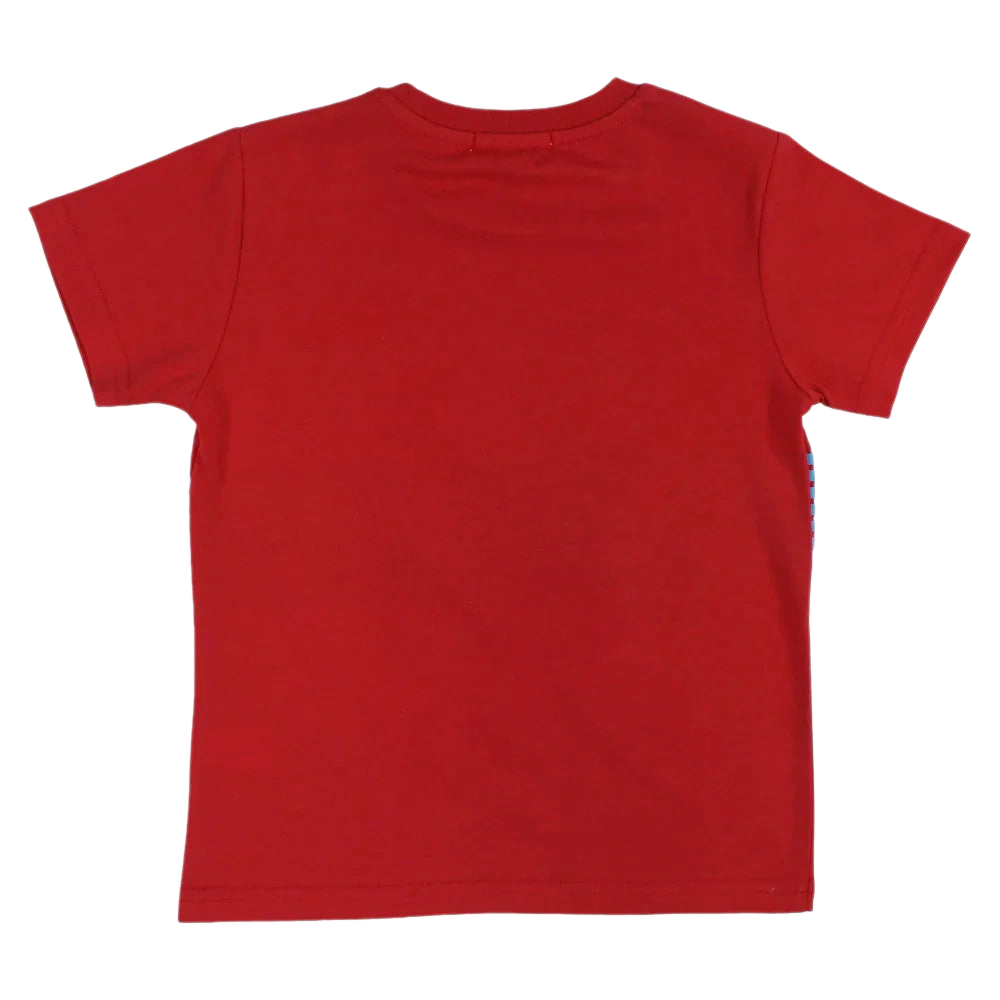 Boys Cotton T-Shirt – Red with Dinosaur Print