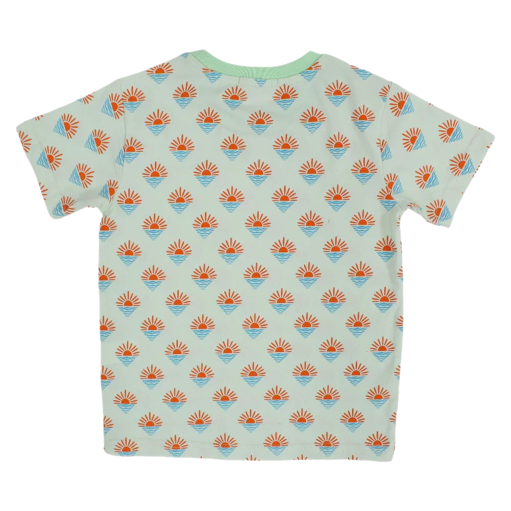 Boys Cotton T-Shirt – Mint with Sun Design