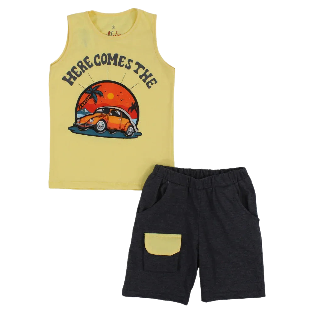 Boys Cotton Pajama Set - Vintage Car Print