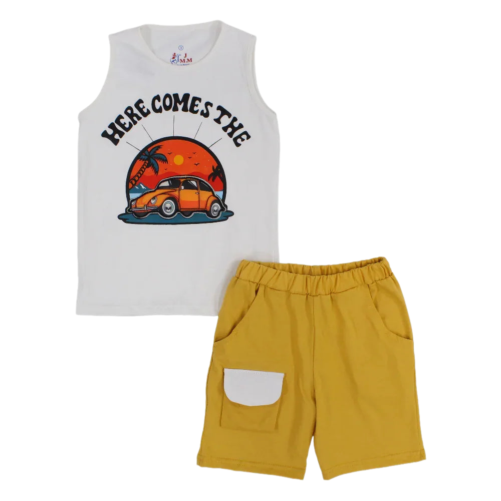 Boys Cotton Pajama Set - Vintage Car Print