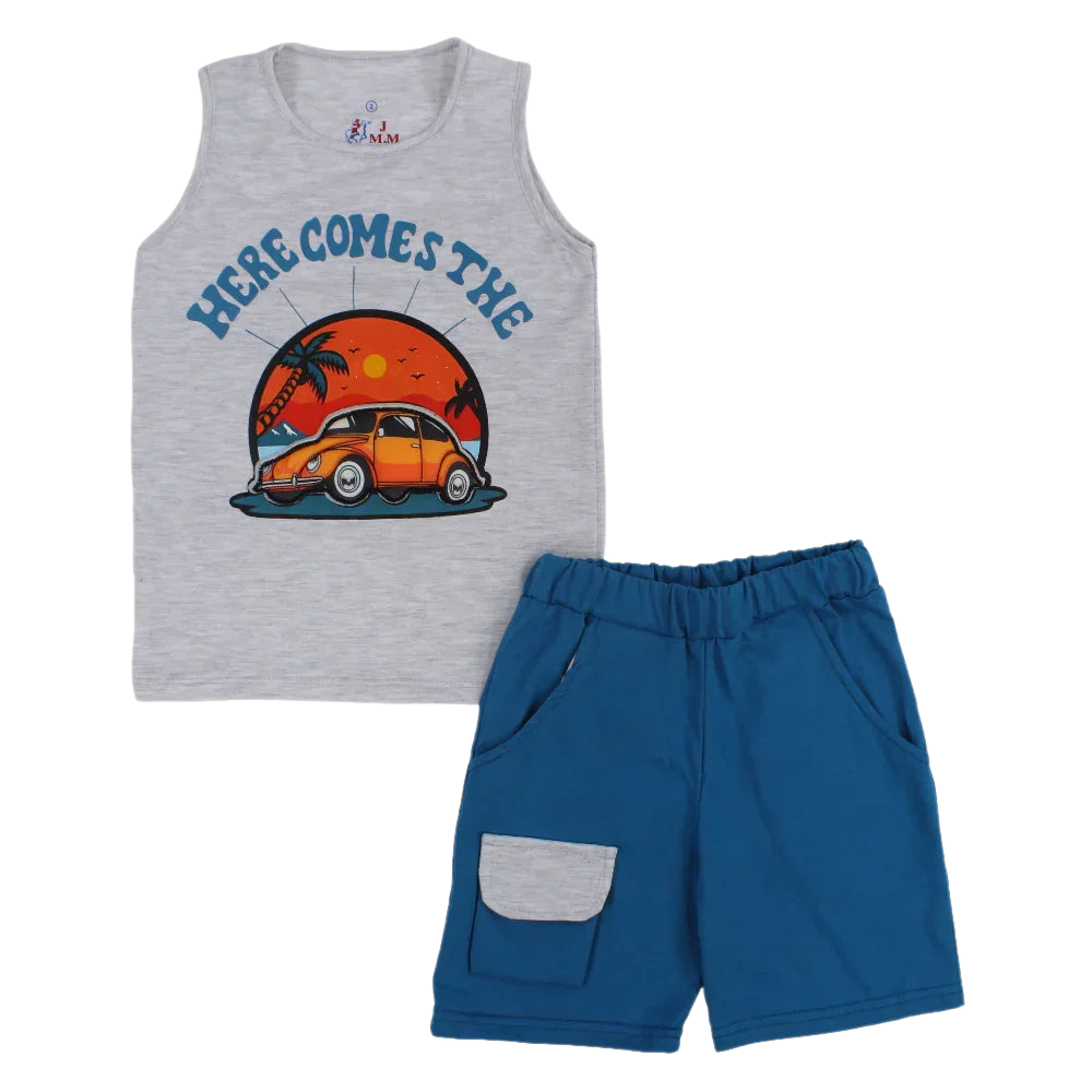 Boys Cotton Pajama Set - Vintage Car Print