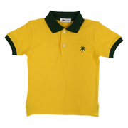 Boys Cotton Polo Shirt – Yellow with Palm Design
