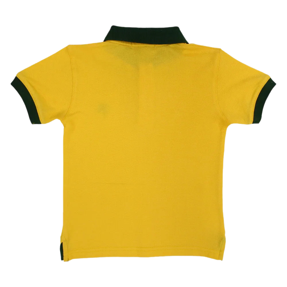 Boys Cotton Polo Shirt – Yellow with Palm Design