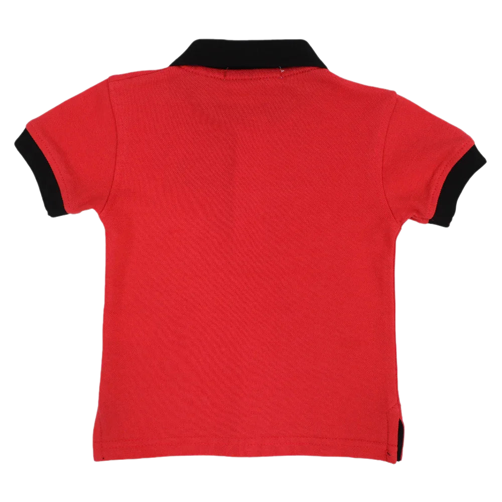 Baby Boys Cotton Polo Shirt – Red with Crab Design
