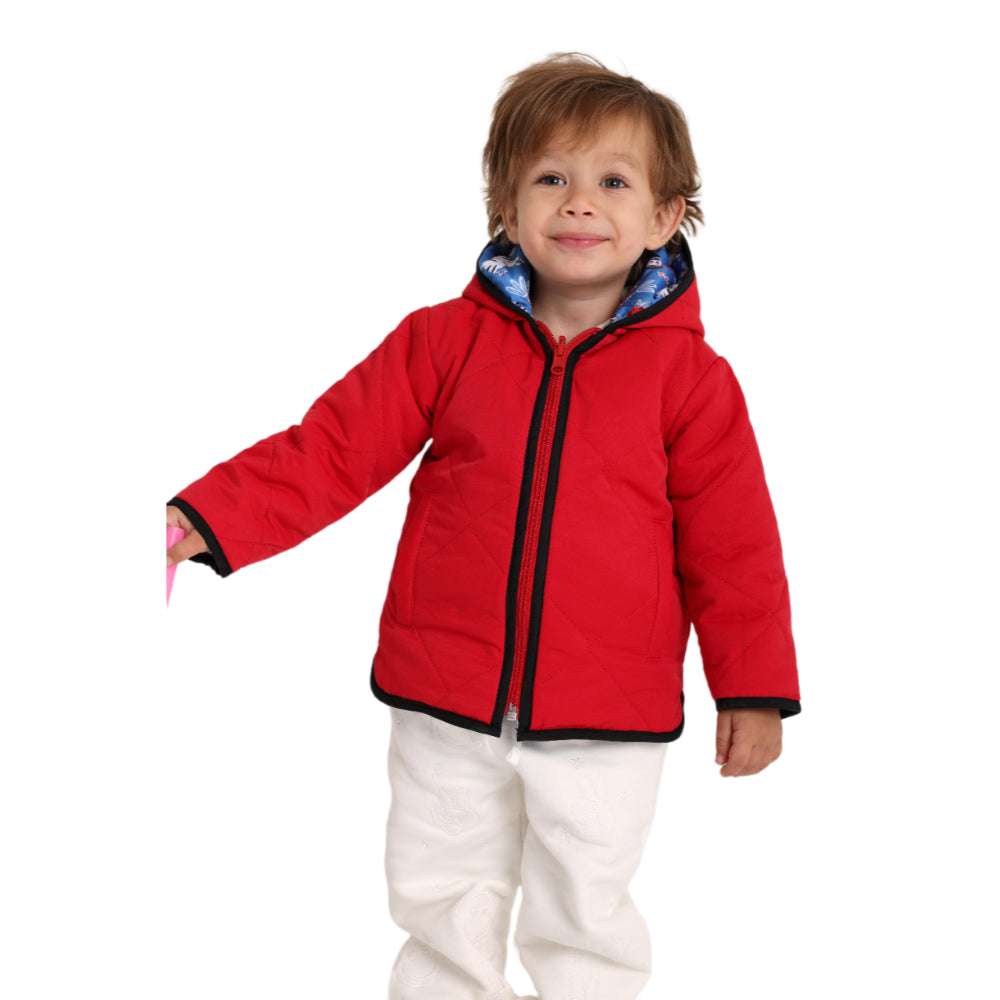 Baby Boys Waterproof Reversible Jacket – Red & Babyblue