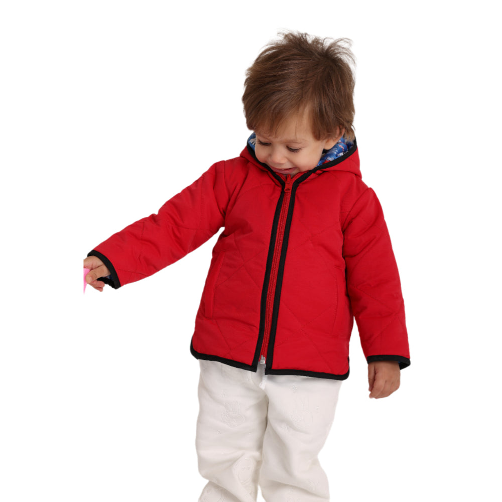 Baby Boys Waterproof Reversible Jacket – Red & Babyblue