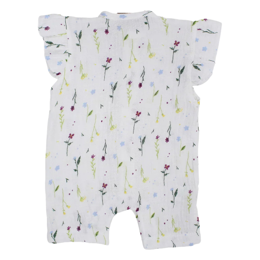Baby Girls Cotton Romper – Floral Print